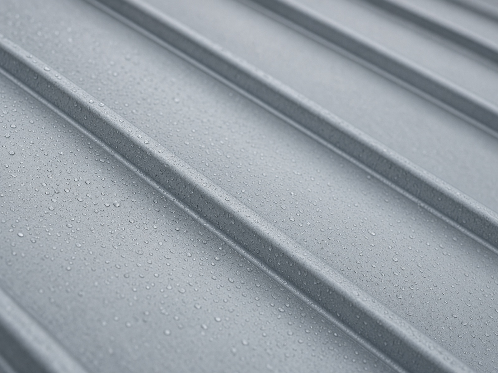 Close-up of weathered titanium zinc standing seams